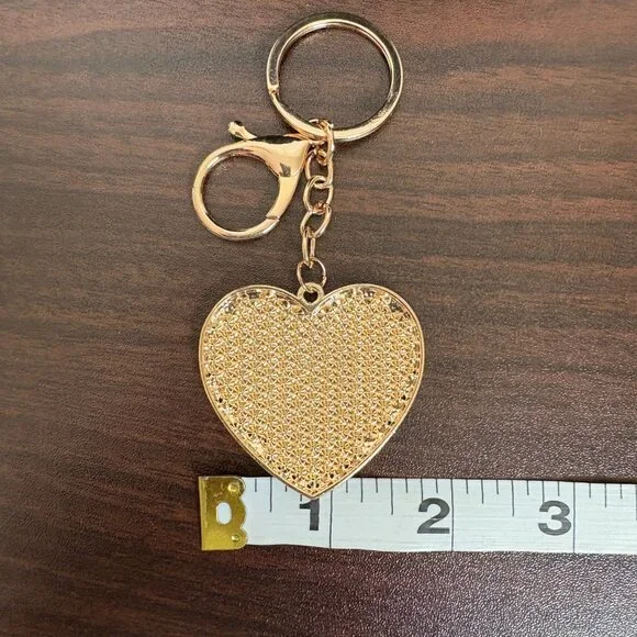 Glitter Heart Bag Charm Keychain Bling Keyring Cute Backpack Clip New - Picture 5 of 5